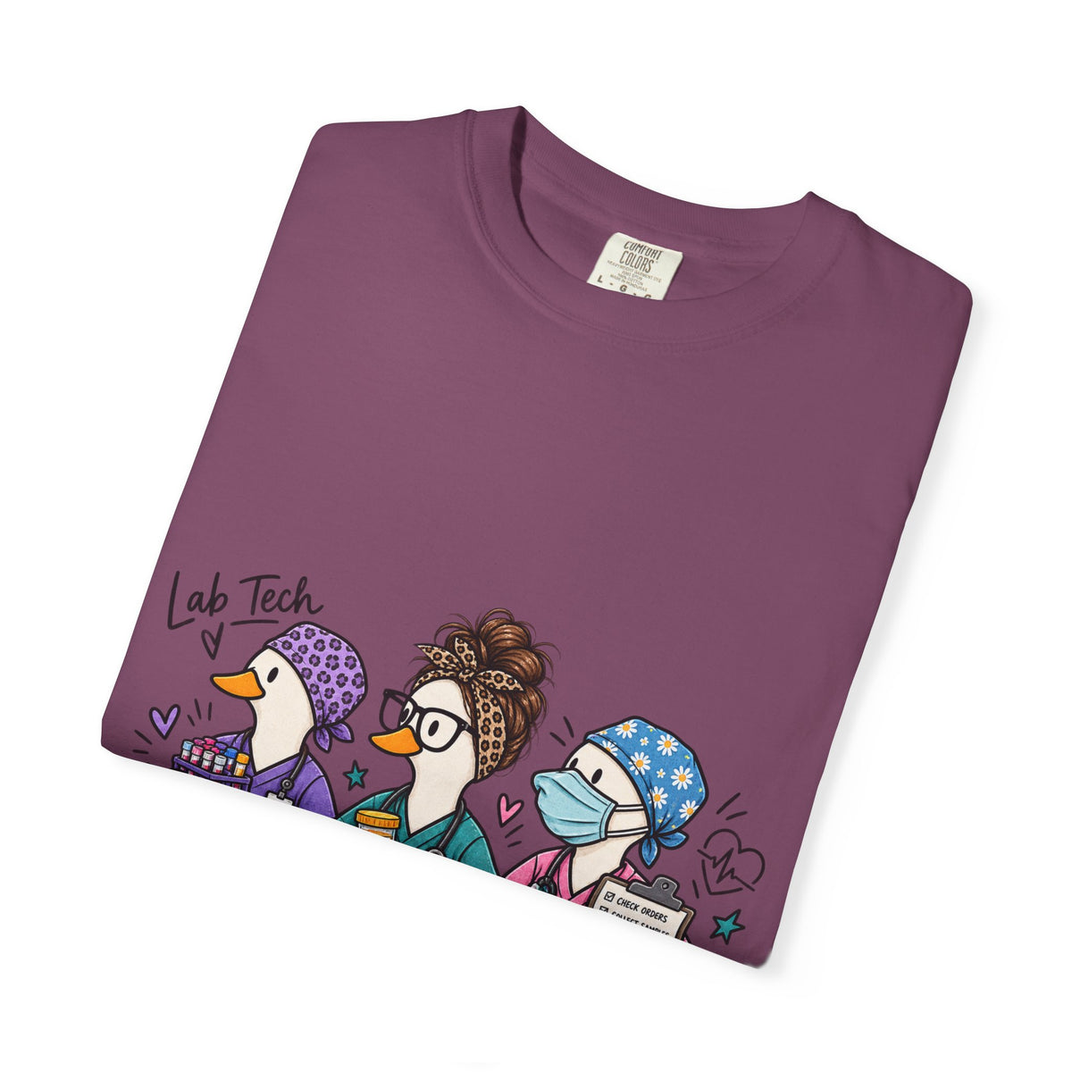 Lab Tech Team T-Shirt — Cute Cartoon Laboratory Scientist Shirt for Medical & Research Staff
