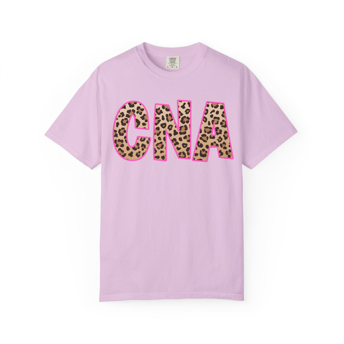 CNA Leopard Print Tee — Pink Outline Certified Nursing Assistant Shirt
