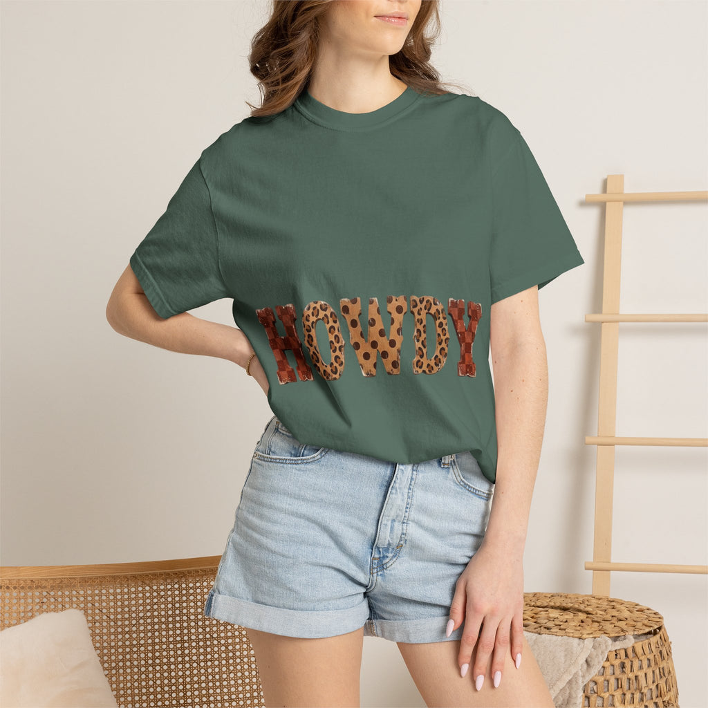 Howdy Leopard Print Tee — Western Graphic Cotton T‑Shirt