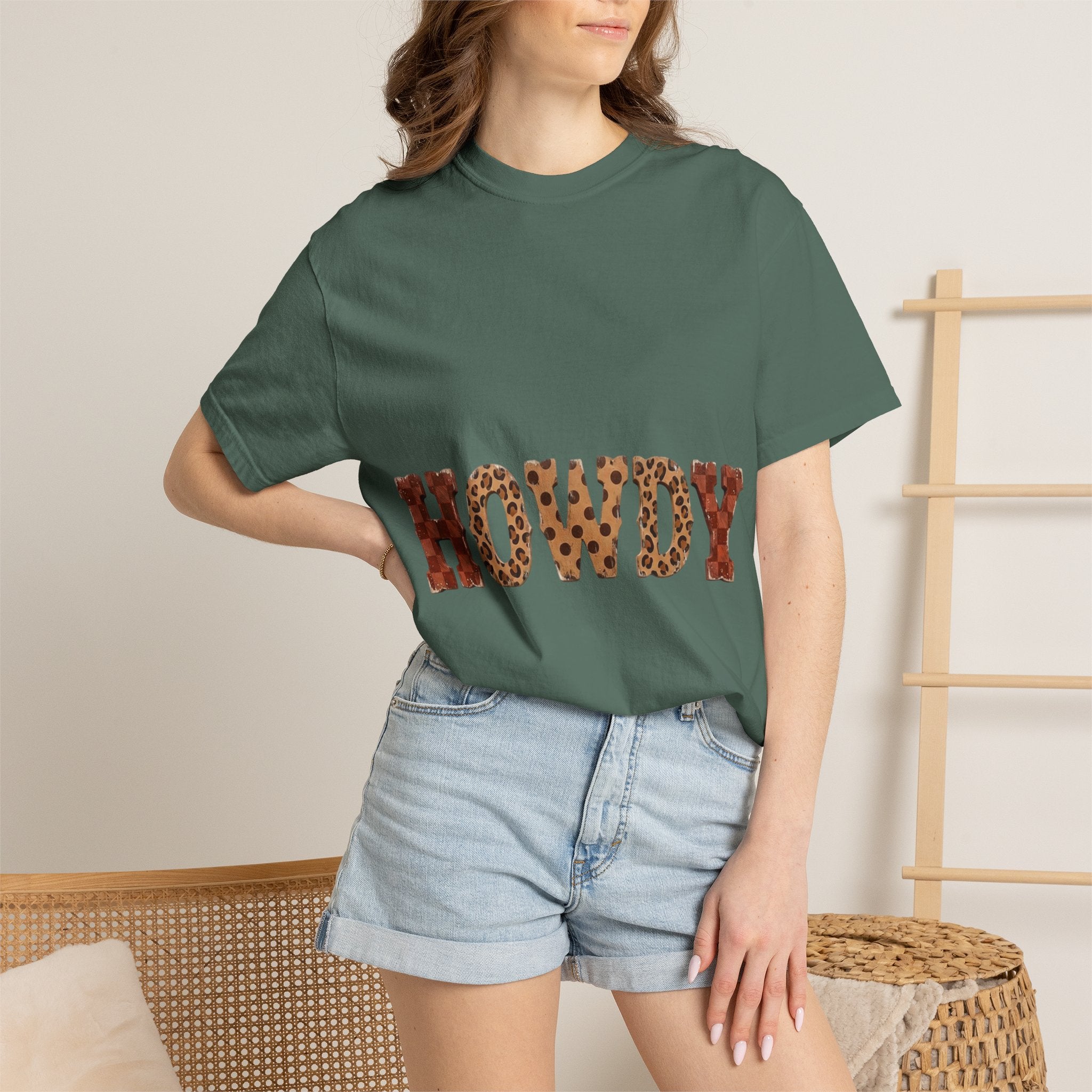 Howdy Leopard Print Tee — Western Graphic Cotton T‑Shirt