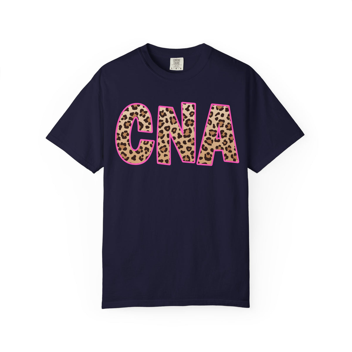 CNA Leopard Print Tee — Pink Outline Certified Nursing Assistant Shirt