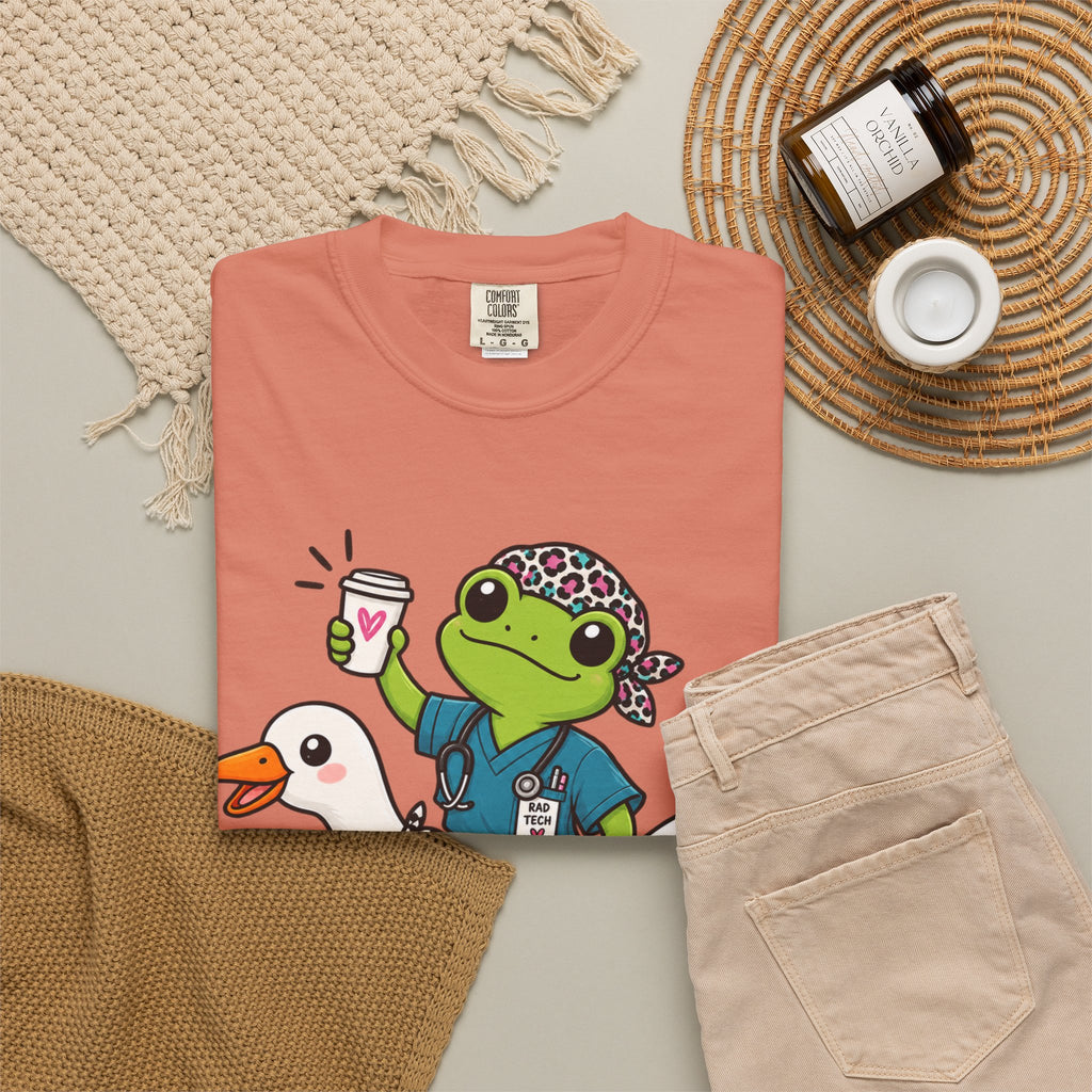 Just Winging It Nurse T-Shirt — Frog Scrub Nurse Riding Goose Graphic Tee