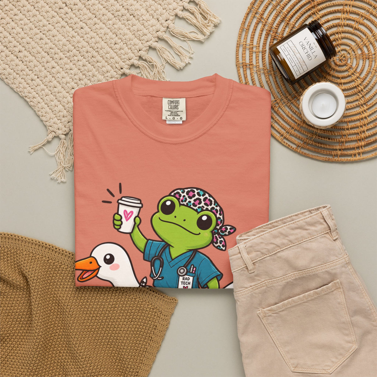Just Winging It Nurse T-Shirt — Frog Scrub Nurse Riding Goose Graphic Tee
