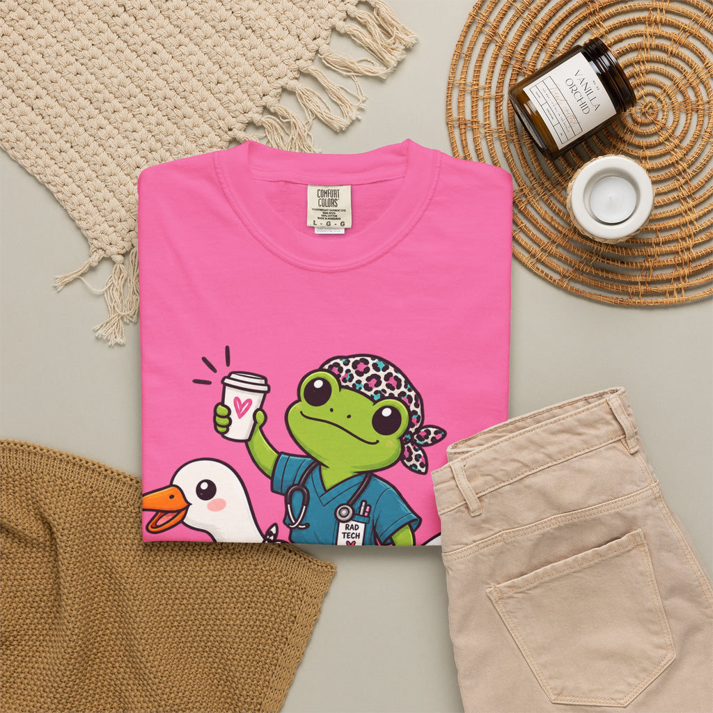 Just Winging It Nurse T-Shirt — Frog Scrub Nurse Riding Goose Graphic Tee