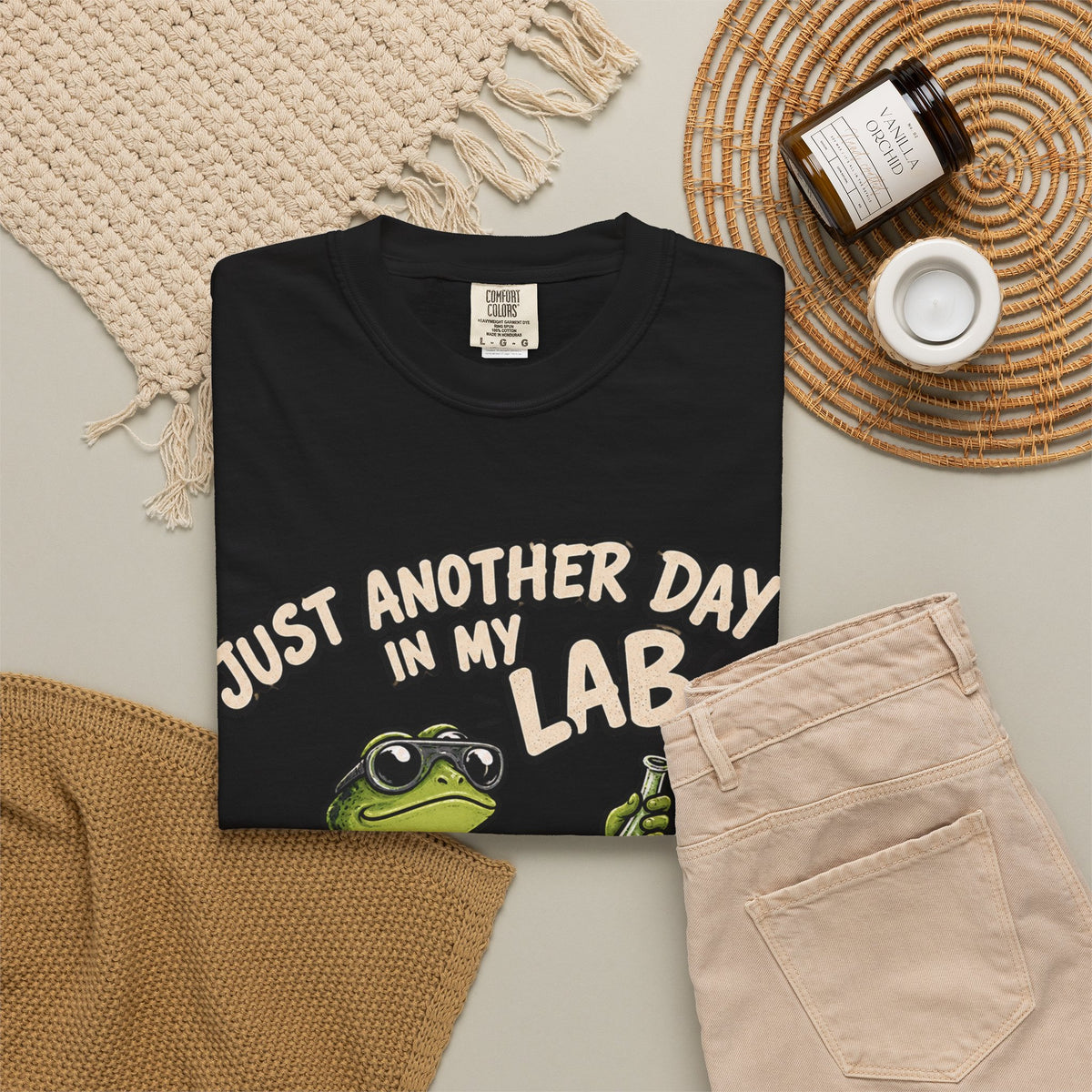 Just Another Day in My Lab Frog T-Shirt — Cute Scientist Amphibian Tee for Lab Lovers