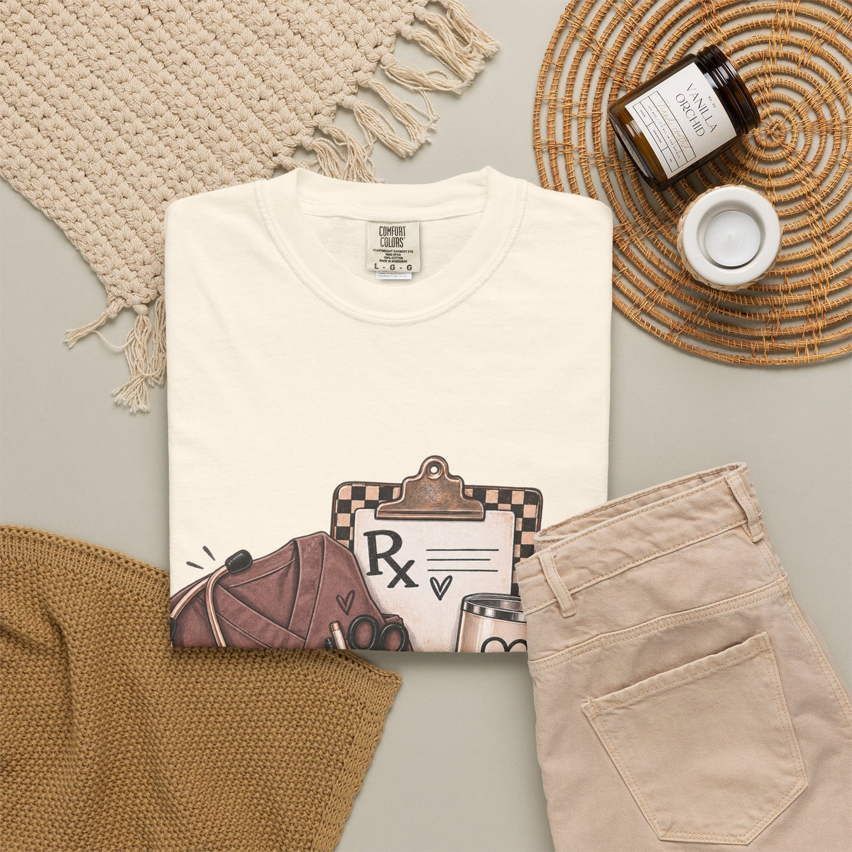 Nurse Life Graphic T-Shirt — Medical Symbols, Heartbeat & Clipboard Design