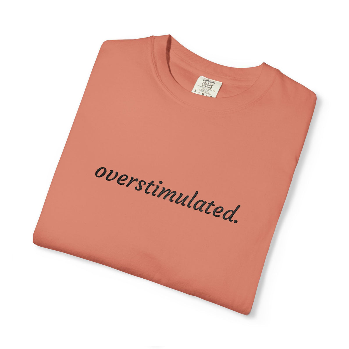 Overstimulated Tee — Minimalist White Graphic T‑Shirt