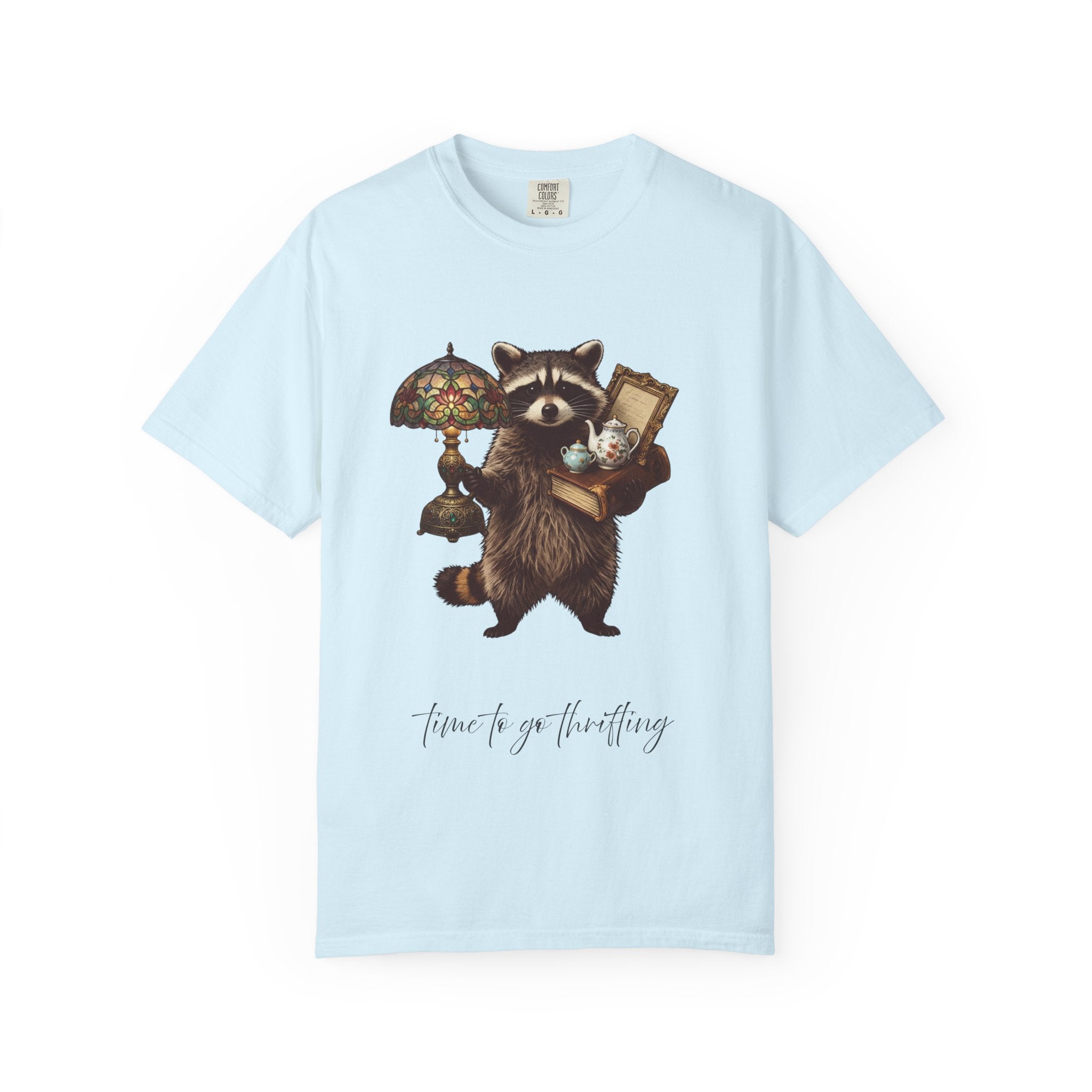 Raccoon Thrifting Graphic T-Shirt — 'Time to Go Thrifting' Vintage Style